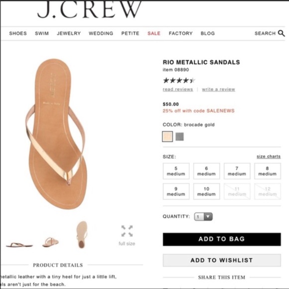 J. Crew Shoes - J. Crew Rio Metallic Sandals in Brocade Gold 8